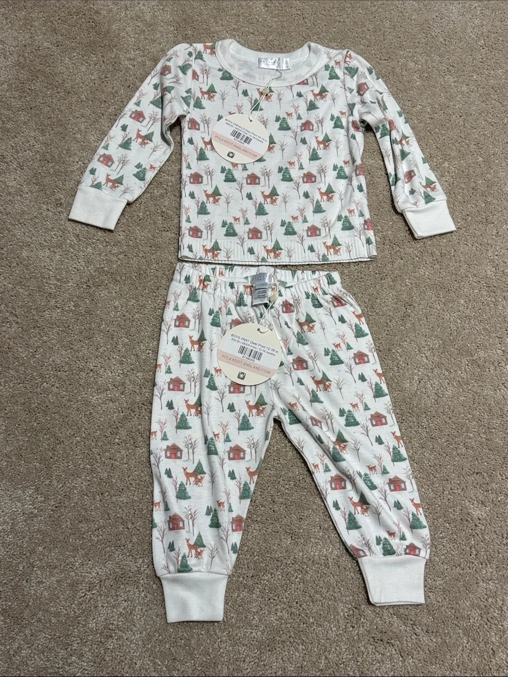 Polkadot England Kid’s Christmas Pajamas - size 12-18 months (NWT)